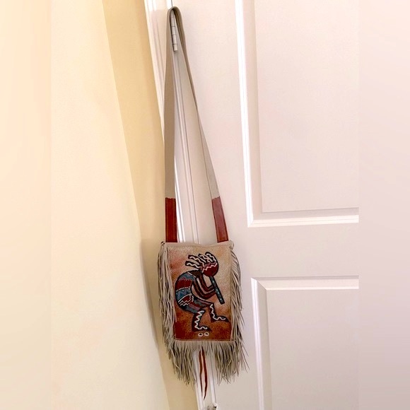 Leather Bag Native American Handcrafted 
Kokopelli Design New - Picture 4 of 11